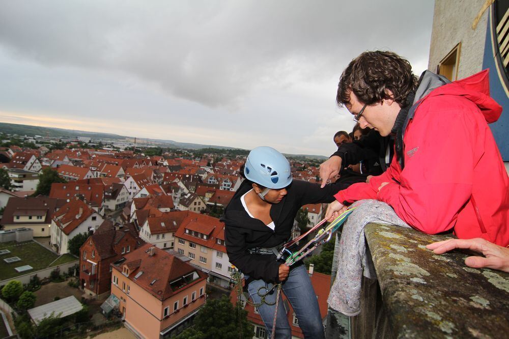 Abseilen Turm Martinskirche Metzingen Juli 2012