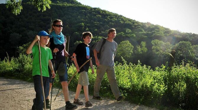 Wanderer in der Nähe von Bad Urach.