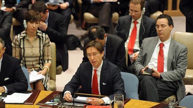 Deutschlands UN-Botschafter Peter Wittig bei einem Treffen des Sicherheitsrates. Foto: Andrew Gombert 