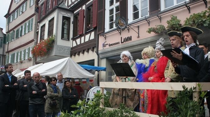 Verdi-Arien auf dem Marktplatz: Gestern wurde der umbrisch-provenzalische Markt in Tübingen eröffnet. GEA-FOTO: WALDERICH