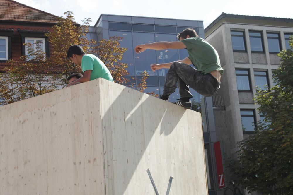 Parkour-Day auf dem Reutlinger Marktplatz