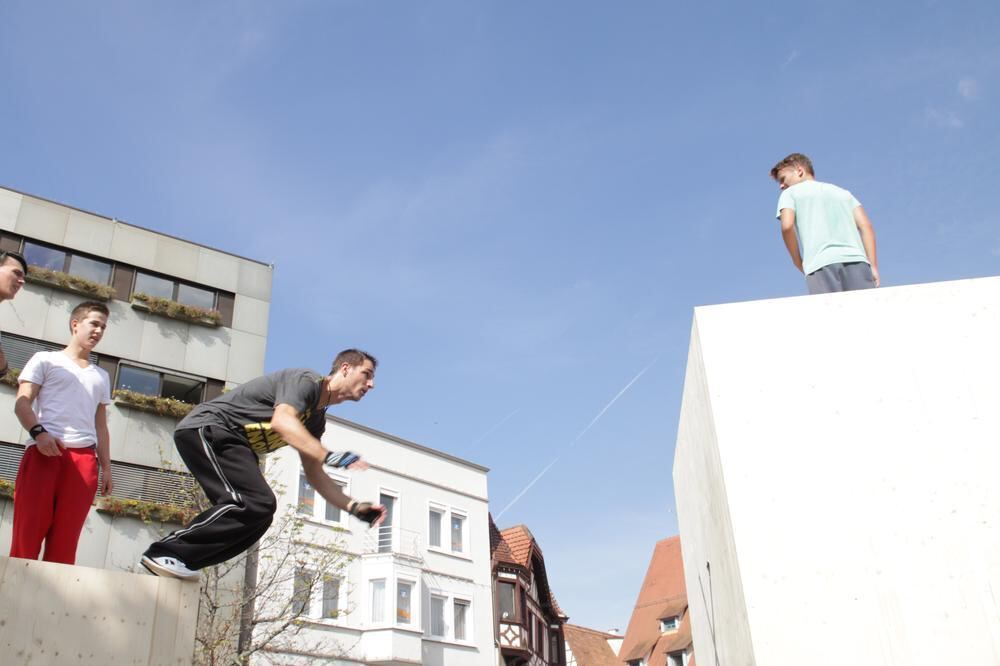 Parkour-Day auf dem Reutlinger Marktplatz