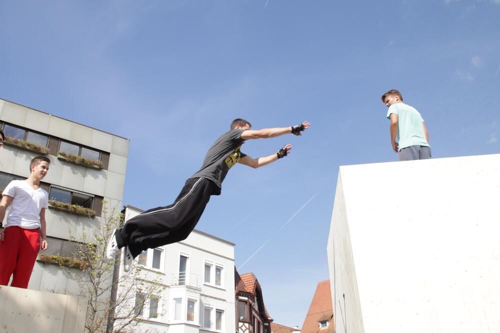 Parkour-Day auf dem Reutlinger Marktplatz