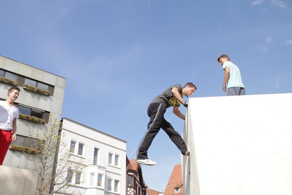 Parkour-Day auf dem Reutlinger Marktplatz