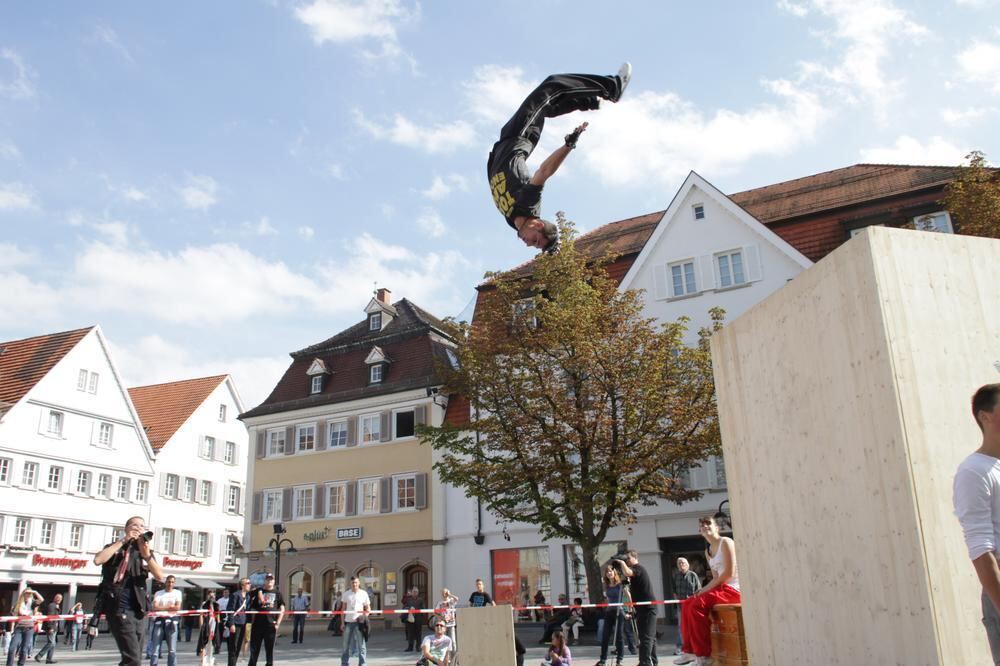 Parkour-Day auf dem Reutlinger Marktplatz