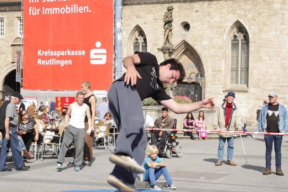 Parkour-Day auf dem Reutlinger Marktplatz