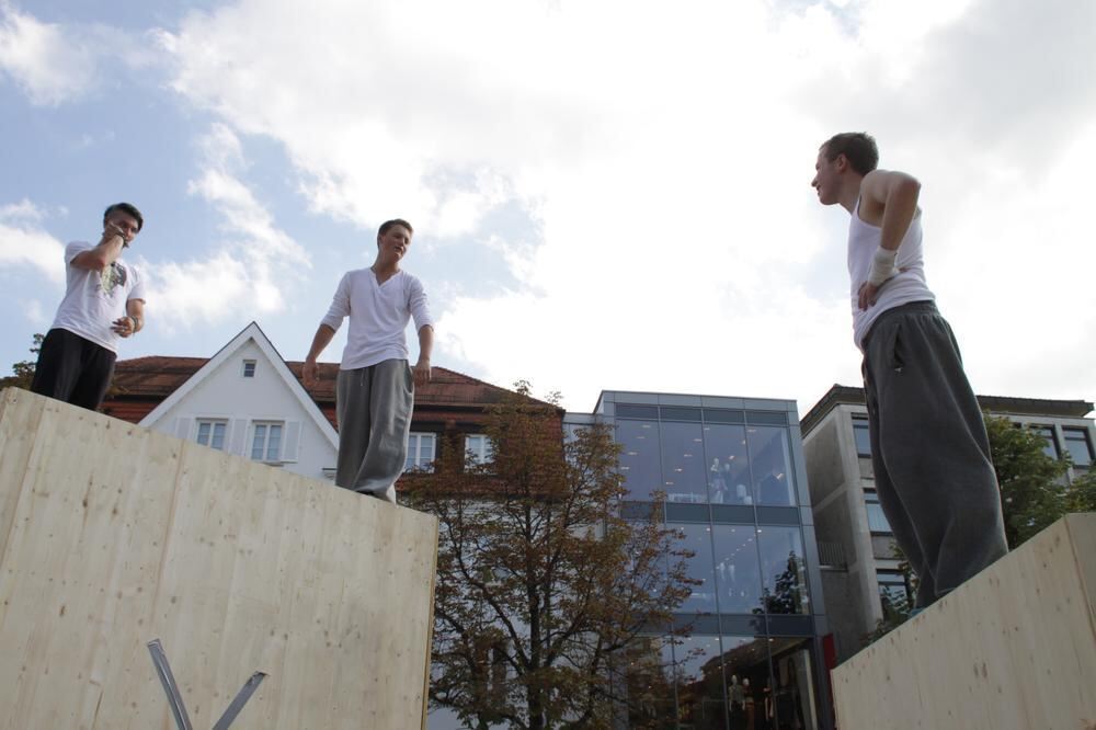 Parkour-Day auf dem Reutlinger Marktplatz