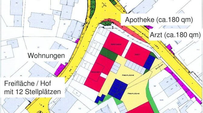 Die neue »große« Lösung fürs Lamm-Areal zwischen Stadtstraße und Riedericher Straße: Unter dem Kinderhaus läge der Supermarkt. GRAFIK: STADT