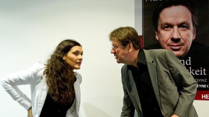 Jörg und Miriam Kachelmann stellen »Recht und Gerechtigkeit« auf der Buchmesse vor. Foto: Boris Roessler