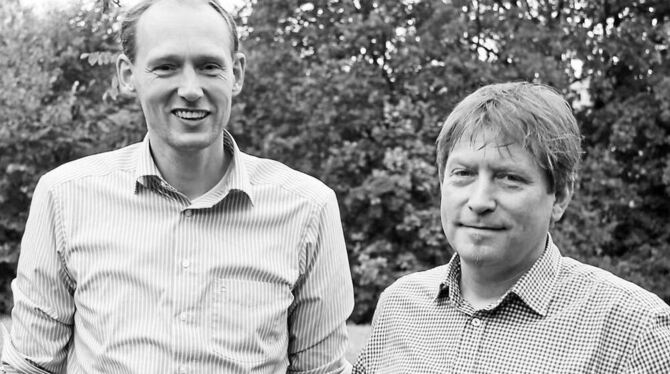 Handel und Stadt im Blick: Christian Riethmüller (links), Jörg Romanowski und Roberto Nedorna (fehlt) treten zur Wahl des HGV-Vorstands in Tübingen an.  GEA-FOTO: MERKLE