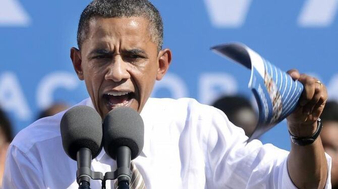 Mit aufgekrempelten Ärmeln: US-Präsident Barack Obama im Endspurt des Wahlkampfs. Foto: Michael Reynolds