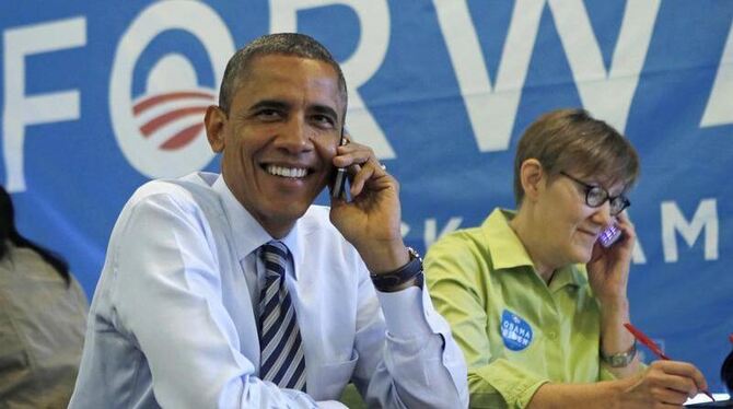 Barack Obama in der Wahlnacht bei seinen Wahlhelfern. Foto: Brian Cassella/Chicago Tribune/MCT/Landov