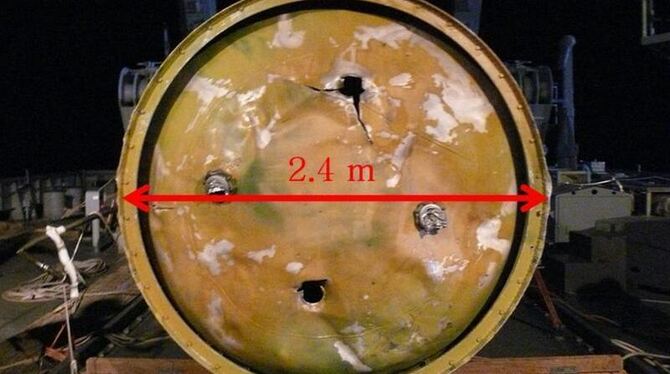 Das Trümmerteil der nordkoreanischen Rakete hat einen Durchmesser von 2,40 Metern. Foto: Südkoreanisches Verteidigungsministe