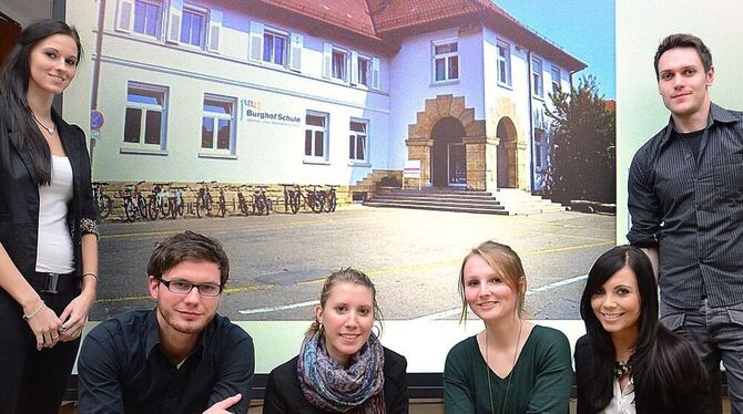 Die angehenden Werbefachleute Jennifer Albrecht, Julian Danner, Marcel Langeneck, Madlin Jackenholz, Daniela Steck und Lena Wink