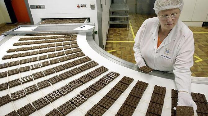 Schokoladenherstellung bei Ritter Sport. Foto: Marijan Murat (Archiv)