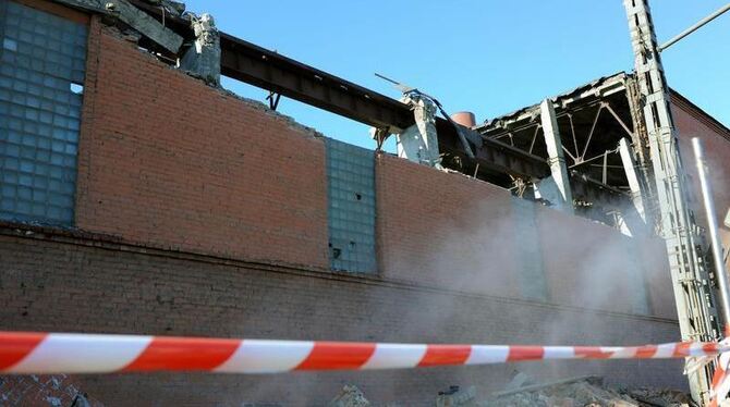 Ein abgesperrtes Gebäude im russischen Tscheljabinsk. Foto: Boris Kaulin/RIA Novosti