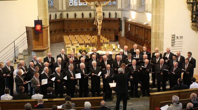 Der Männergesangverein Eintracht Pfullingen unter der Leitung von Eberhard Höngen sang in der Martinskirche geistliche Werke aus