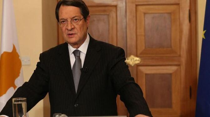 Zyperns Präsident Anastasiades wendet sich im Fernsehen an die Bevölkerung. Foto: Cypriot Press and Information Office