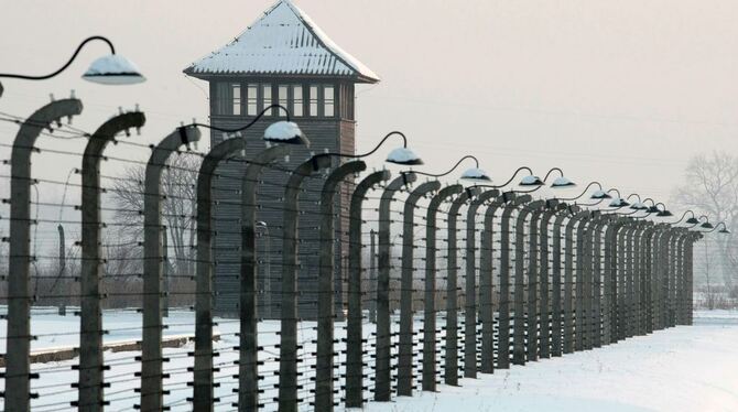 Ein Wachturm steht an einem Zaun im ehemaligen KZ Auschwitz-Birkenau. Archivfoto: dpa