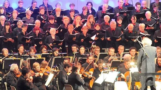 Württembergische Philharmonie, Betzinger Sängerschaft und Philharmonia Chor beim Open Air 2012 im Stadion – die gleiche Belegsch