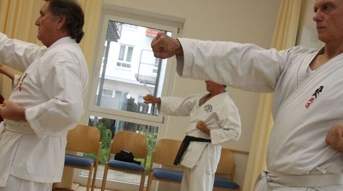 Ließen es zumindest von der Lautstärke her krachen: die Senioren beim Karate