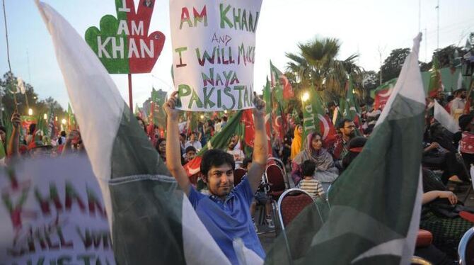 Anhänger der PTI bei einer Veranstaltung in Islamabad. Foto: T. Mughal