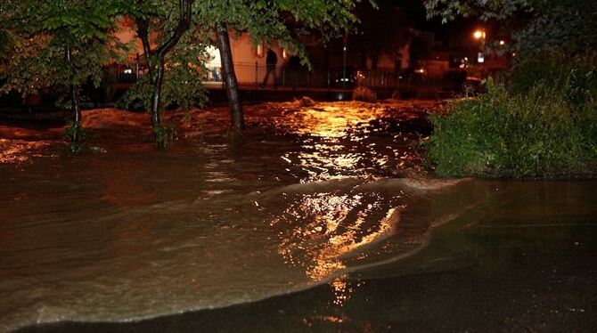 Hochwasser in Gomaringen in der Nacht zum Sonntag.