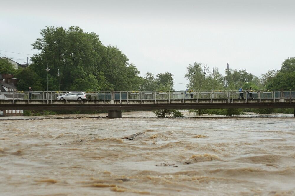 Neckar-Hochwasser bei Mittelstadt.