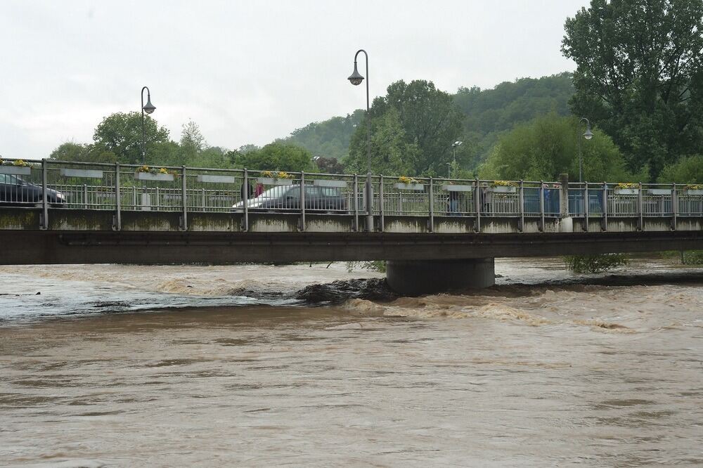 Neckar-Hochwasser bei Mittelstadt.