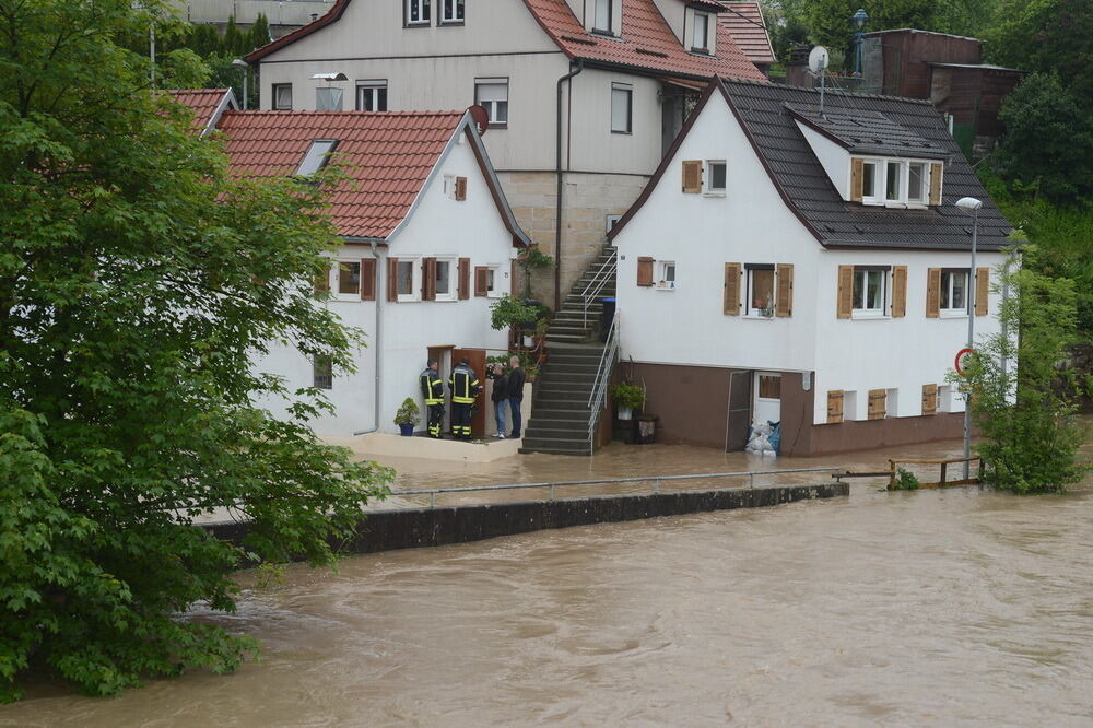 Neckar-Hochwasser bei Mittelstadt.