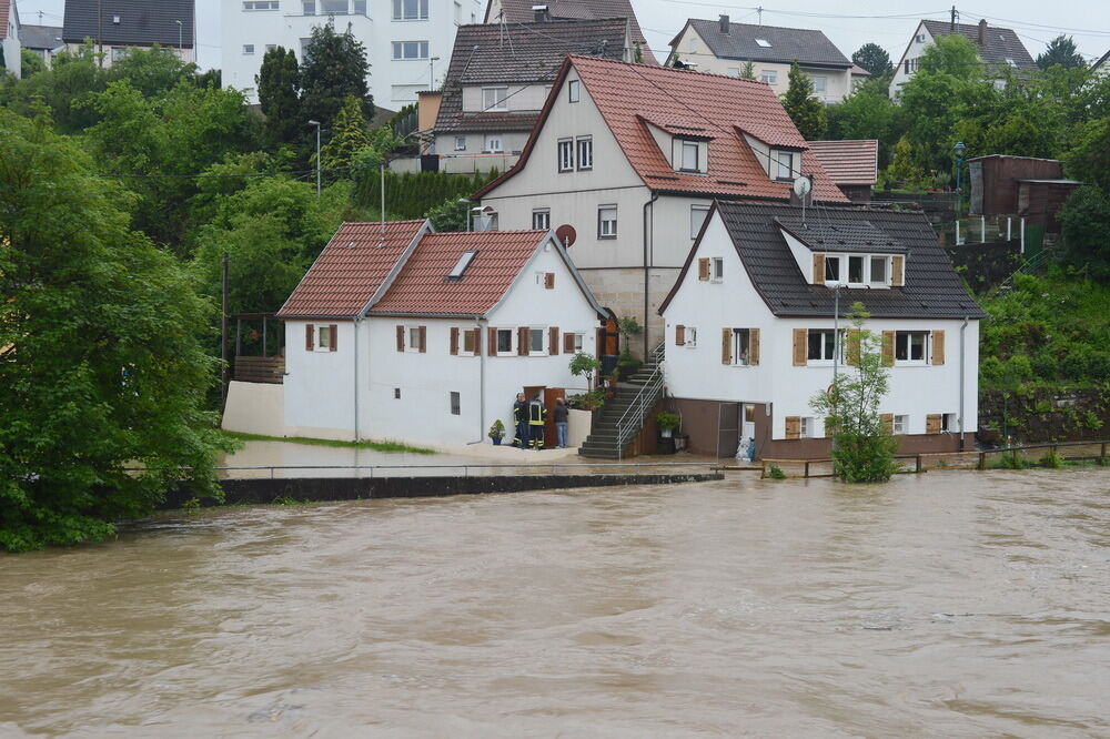 Neckar-Hochwasser bei Mittelstadt.