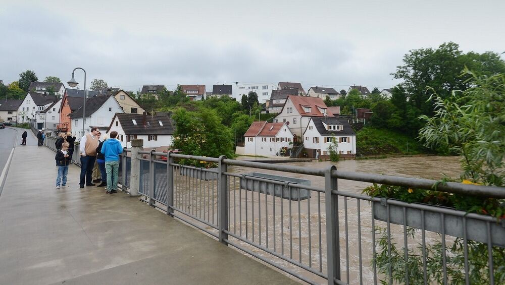 Neckar-Hochwasser bei Mittelstadt.