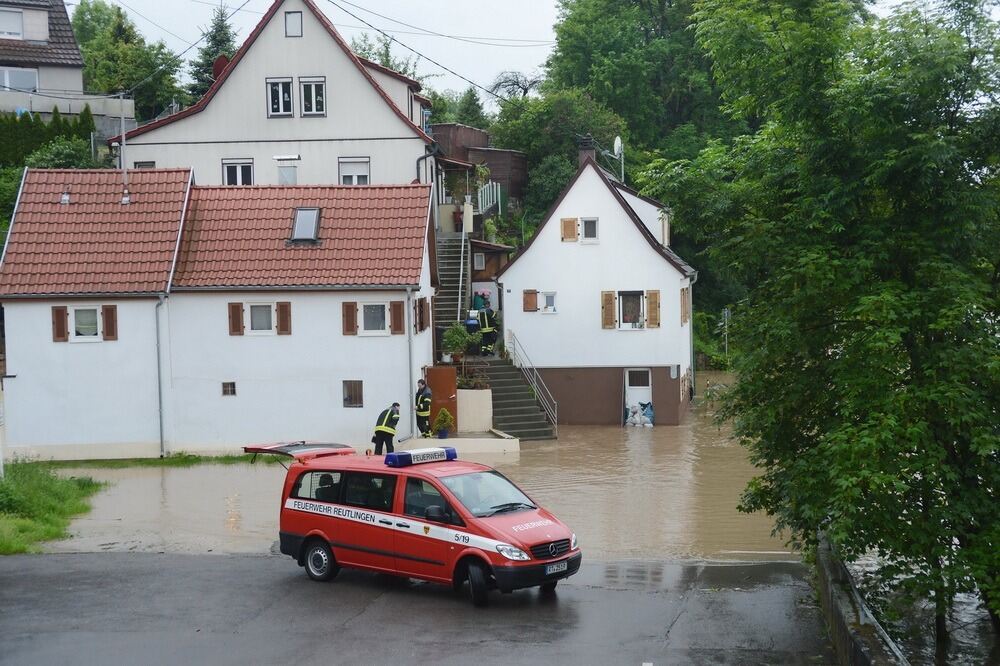 Neckar-Hochwasser bei Mittelstadt.