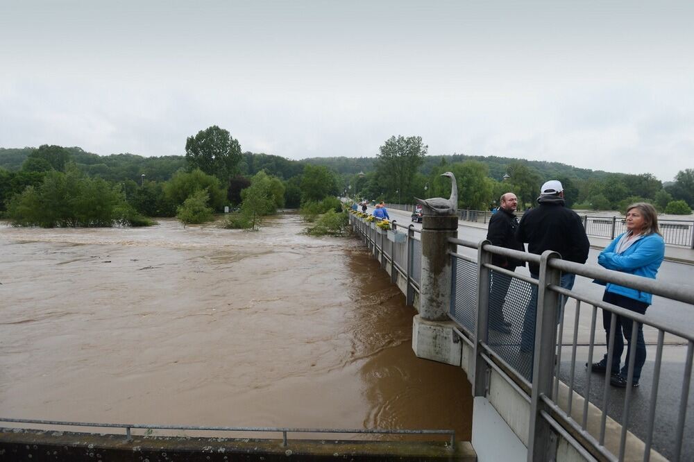 Neckar-Hochwasser bei Mittelstadt.