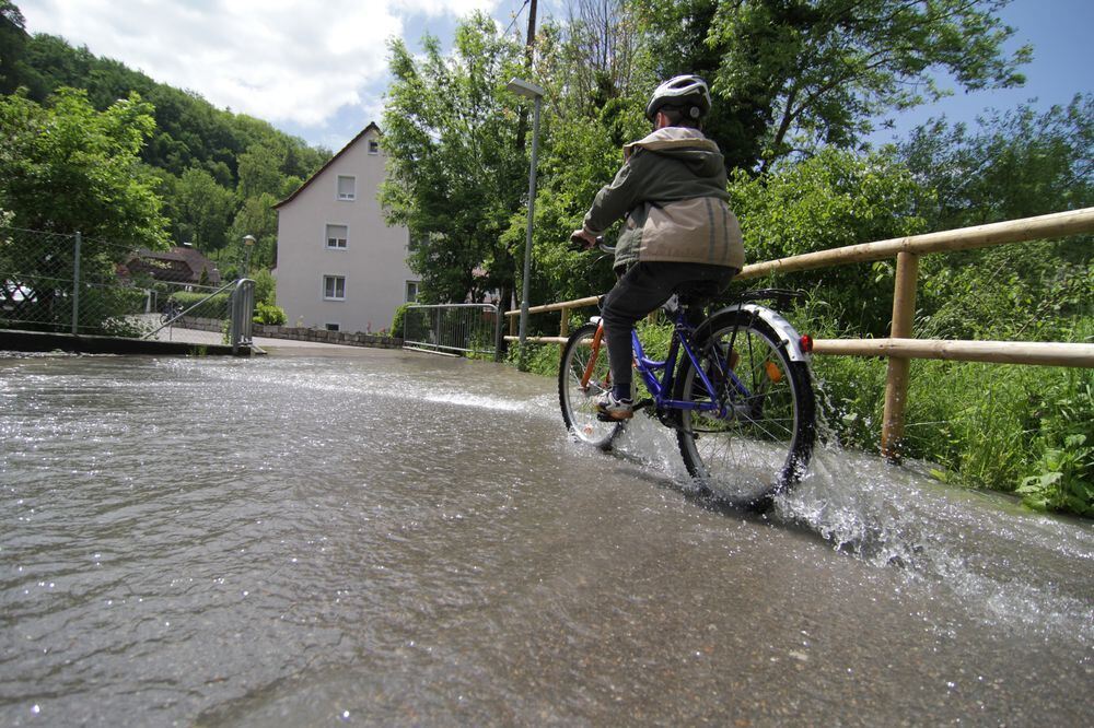 Hochwasser in Bad Urach.