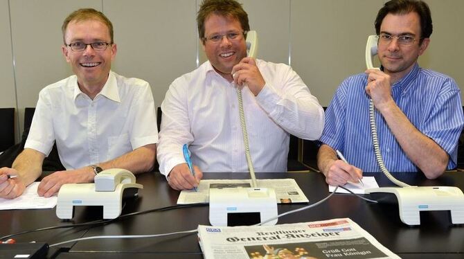 Hatten für Fragen der GEA-Leser offene Ohren (von links): Dr. Martin Braun, Claudius Frohneberg und Dr. Berthold Jäger.     FOTO: NIETHAMMER