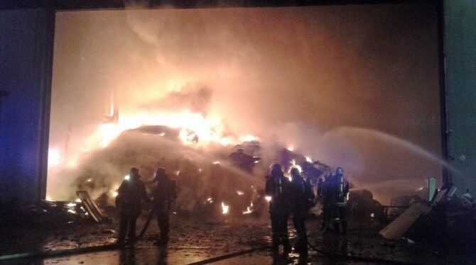 Kurz nach Eintreffen der Feuerwehr brannte der Müllberg lichterloh.