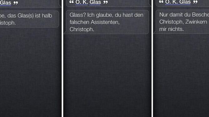 Apples persönlicher Assistent Siri hält nicht viel von der Datenbrille Google Glass. Foto: Christoph Dernbach