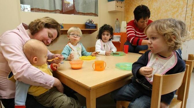 Füttern, erklären, schlafen legen. Die Kleinkinderbetreuung ist eine komplexe wie verantwortungsvolle Materie. ARCHIVFOTO: DPA