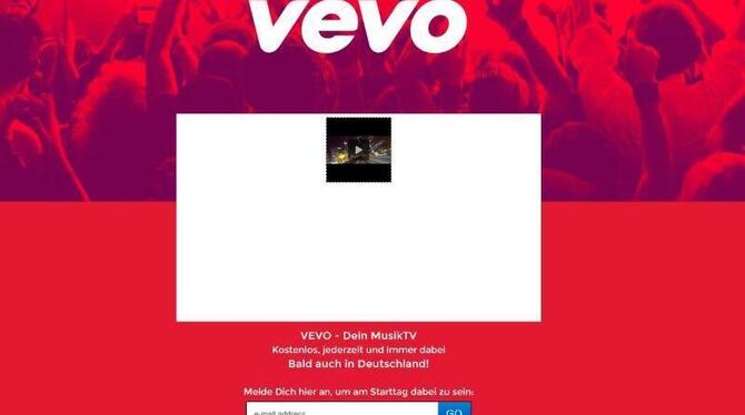 Webseite des Musikvideo-Dienstes Vevo. Foto: Screenshot