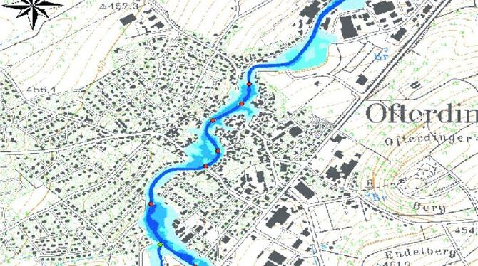 Blau markierte Überschwemmungszone: In den hellblau gefärbten Gebieten dürfen keine Bauvorhaben mehr genehmigt werden. Diese Are