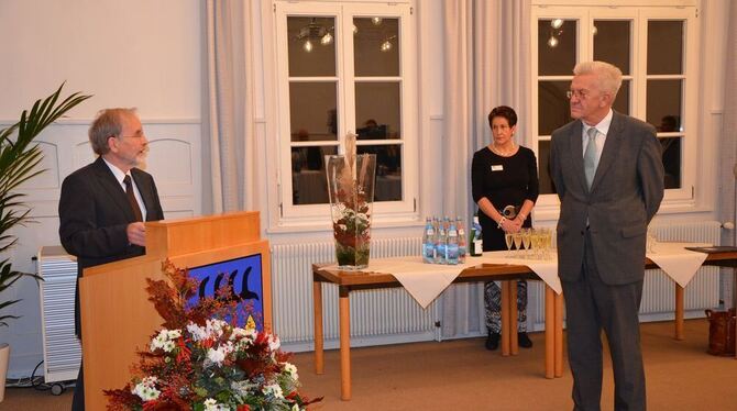 Einen Empfang für Ministerpräsident Winfried Kretschmann gab es am Mittwochabend im Rathaus.