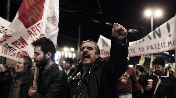 Demonstration in Athen. Eine Vermögensteuer könnte nach Expertenmeinung die aufgebrachte Stimmung in weniger wohlhabenden Tei