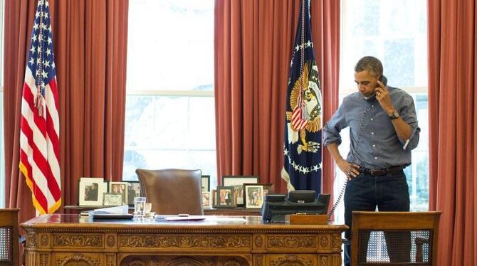 Barack Obama im Krisengespräch mit Wladimir Putin. Foto: Pete Souza / The White House