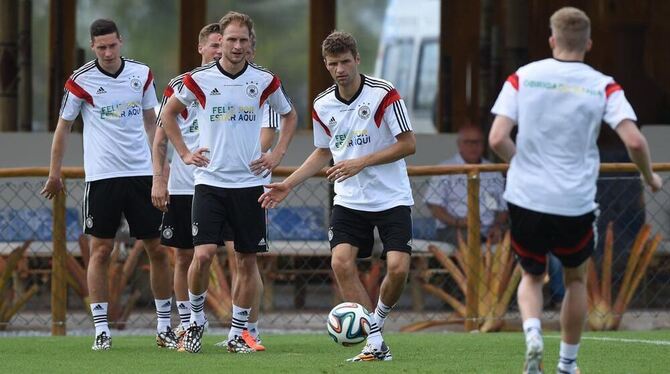 Das deutsche Team beim Training.