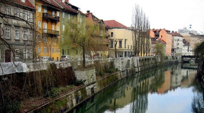 Blick über den Fluss Ljubljanica und die Altstadt von Ljubljana, Slowenien. Foto: Bernd Weißbrod