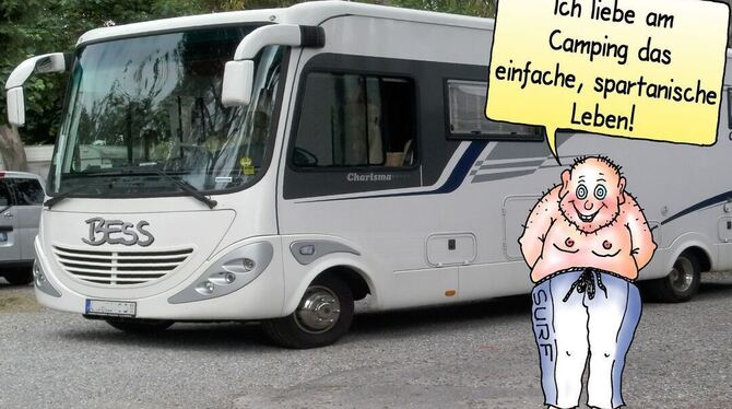 Die Bandbreite von Winfried Besslich ist groß:  Was er auf dem Campingplatz beobachtet, setzt er zeichnerisch um. CARTOON: WINFR