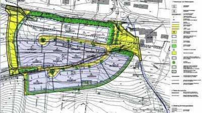 Gegenüber der Ortsbebauung von Steingebronn und damit direkt an der L 230 gelegen, soll ein Gewerbegebiet mit rund 15 Plätzen en