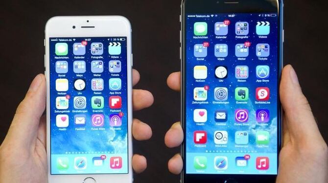 iPhone 6 (links) und iPhone 6 Plus