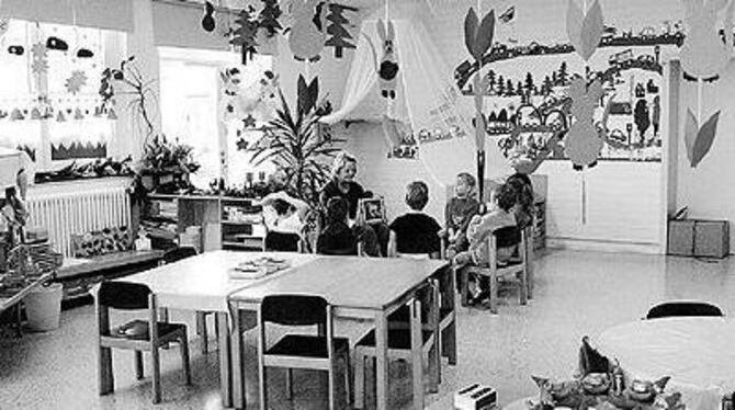 Volles Haus im Haugenrain, leere Stühle im Glemser Kindergarten (Foto). Hier ist Platz für weitere 28 Kinder.
GEA-FOTO: USCHI PACHER